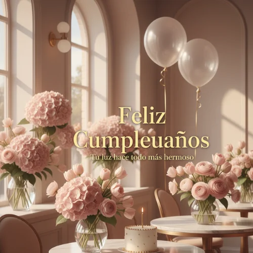 feliz cumpleaños con flores hermosas