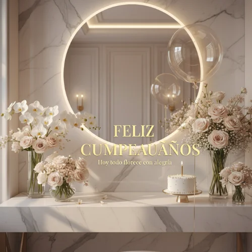 feliz cumpleaños con flores hermosas
