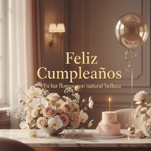 feliz cumpleaños con flores naturales