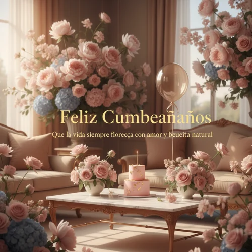 feliz cumpleaños con flores naturales