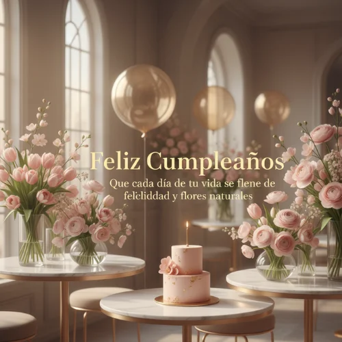 feliz cumpleaños con flores naturales