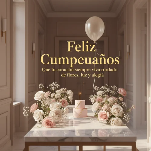 feliz cumpleaños con flores naturales