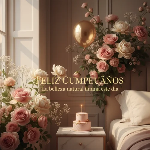 feliz cumpleaños con flores naturales