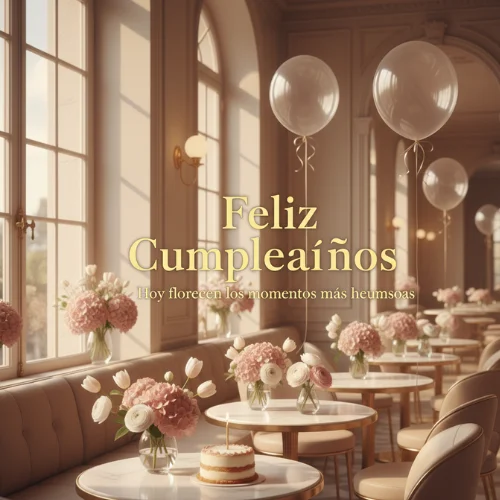 feliz cumpleaños con flores y frases