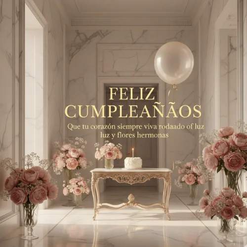 feliz cumpleaños con flores y frases