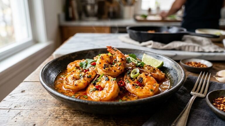 Buttery Chili Garlic Prawns with Insane Sauce