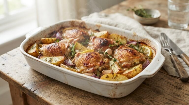 cooking chicken and potato bake