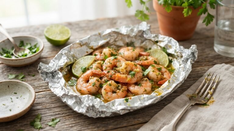 Easy Foil Packet Garlic Mojo Shrimp Recipe