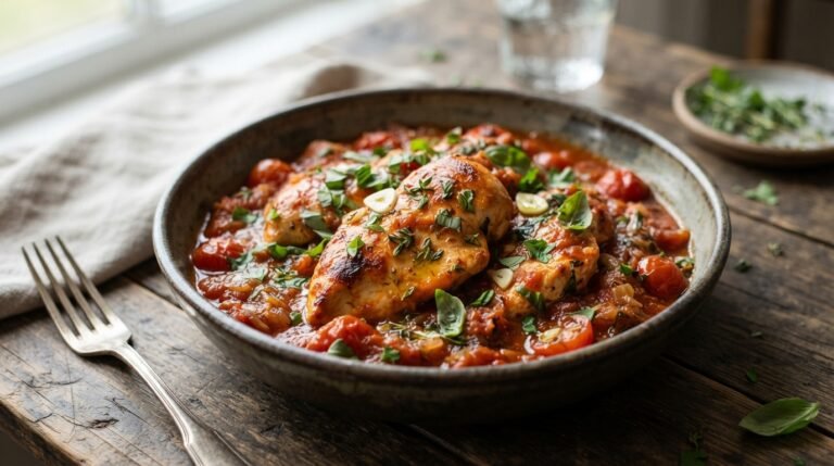 Easy Pressure Cooker Tomato Garlic Chicken Recipe