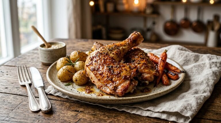 Insanely Juicy Roasted Chicken Legs with Mayo Mustard
