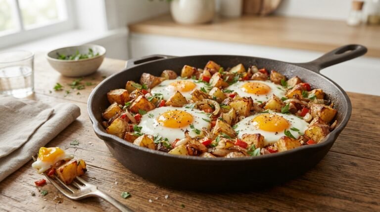 Crispy Roasted Potatoes with Baked Eggs
