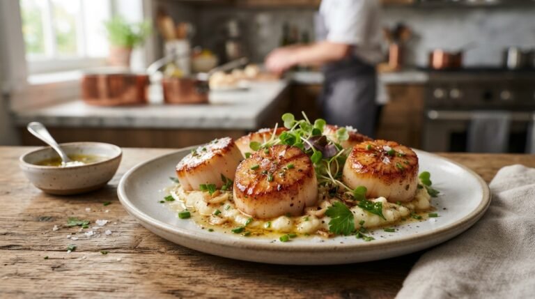 Perfect Seared Scallops with Garlic Butter Sauce