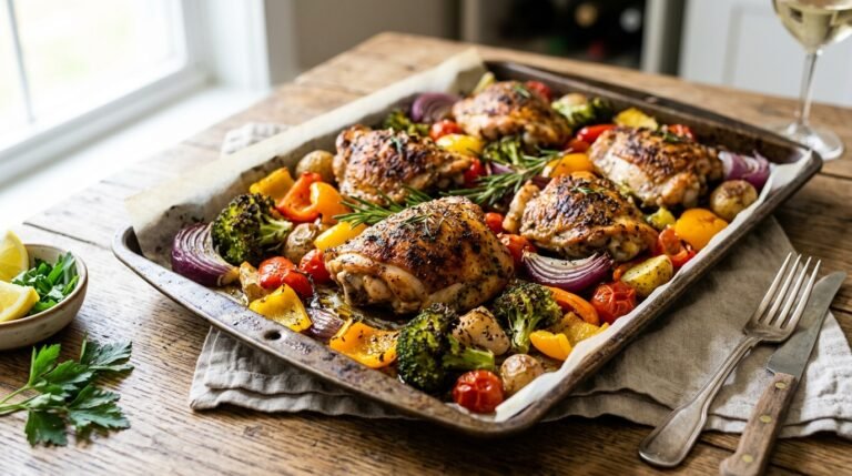 Easy Sheet Pan Chicken Thighs with Veggies