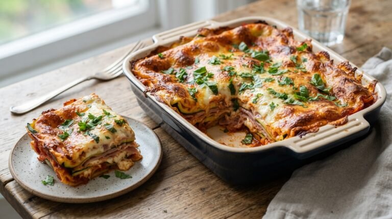 Zucchini Ham Cheese Lasagna